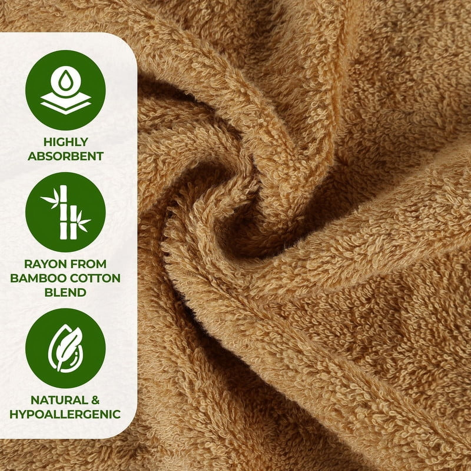 Superior Rayon From Bamboo Soft 12-Piece Towel Set, Cotton Blend Modern Towels, Gold