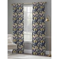thumbnail image 4 of Vintage Flower Sheer Curtains 96 Inch Length 2 Panels Set Window Treatments, Yellow Spring Floral Leaf Pastoral Birds Navy Blue Rod Pocket Semi Curtains for Living Room/Bedroom/Kitchen, 104"W x 96"L, 4 of 7