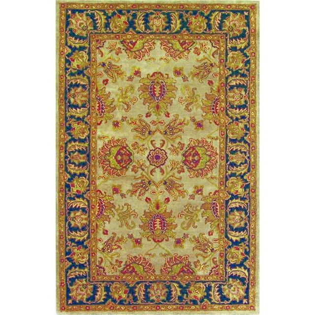 Noble House IMP10043656 3 ft. 6 in. x 5 ft. 6 in. Hand-Tufted Imperial Wool Rug - Camel & Blue