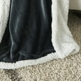 thumbnail image 3 of Nourison Throw Blankets Velvet/Sherpa Throw Charcoal Decorative Throw Blanket , 50"X60", 3 of 4