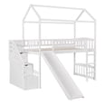 thumbnail image 6 of Harper & Bright Designs Twin House Loft Bed with Slide and Stairs, Loft Bed with Storage Drawers, Wood Cabin Loft Bed for Boys Girls, White, 6 of 14