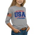 thumbnail image 3 of CCRFTGI 4th of July Tops for Child Girls 10-12 USA Shirts 3/4 Sleeve 250 anniversary&nbsp;usa flag Summer Patriotic T-Shirts 1776 Festival Girls Clothes Tee Top Gray 3-4 Years, 3 of 5