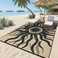 thumbnail image 4 of Garvee 9x12ft Outdoor Rug Waterproof Reversible Plastic Straw Rug, Modern Boho Sun Pattern Rug, Large RV Camping Mat Portable Outdoor Carpet for Patio, Balcony, Picnic, Beach, Deck, Black/Coffee, 4 of 10