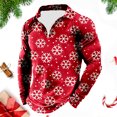 thumbnail image 2 of Oversized Pullover for Men Stand Up Collar Long Sleeved Christmas Printed Half Zip Mens Workout Clothing,Red,M, 2 of 4