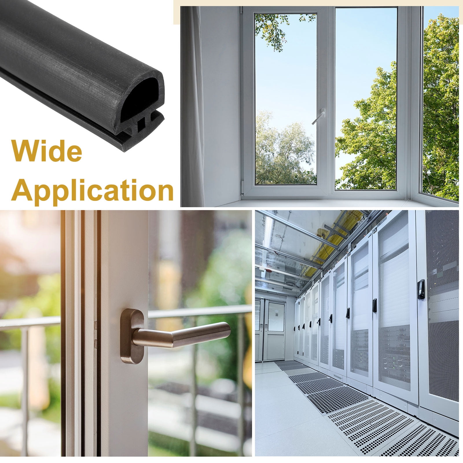 Window Weather Stripping Door Seal, 5/16" Wide Bulb Bubble TPE Weatherstrip Seal for 0.3" Slot (10 m/33 ft, Black)
