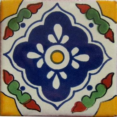 6x6 Guadalajara Talavera Mexican Tile, Set of 4 pcs
