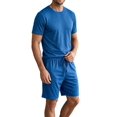 thumbnail image 3 of Men Solid Crew Neck Short Sleeve Tee & Drawstring Pocket Shorts 2 Piece Casual Summer Tracksuit Royal Blue XXL, 3 of 7