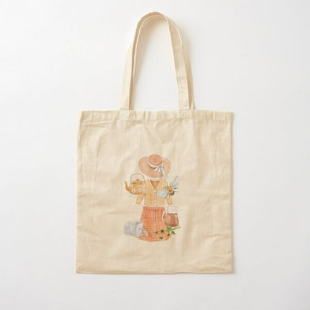 Cottagecore  Picnic  Sunny  Tea  Cute  Soft  Aesthetic  Bee  Sweater  Daisy  Sunflower  Lemon  Teapot  Yellow Canvas Tote Bag  Family Gift For Mother  Her