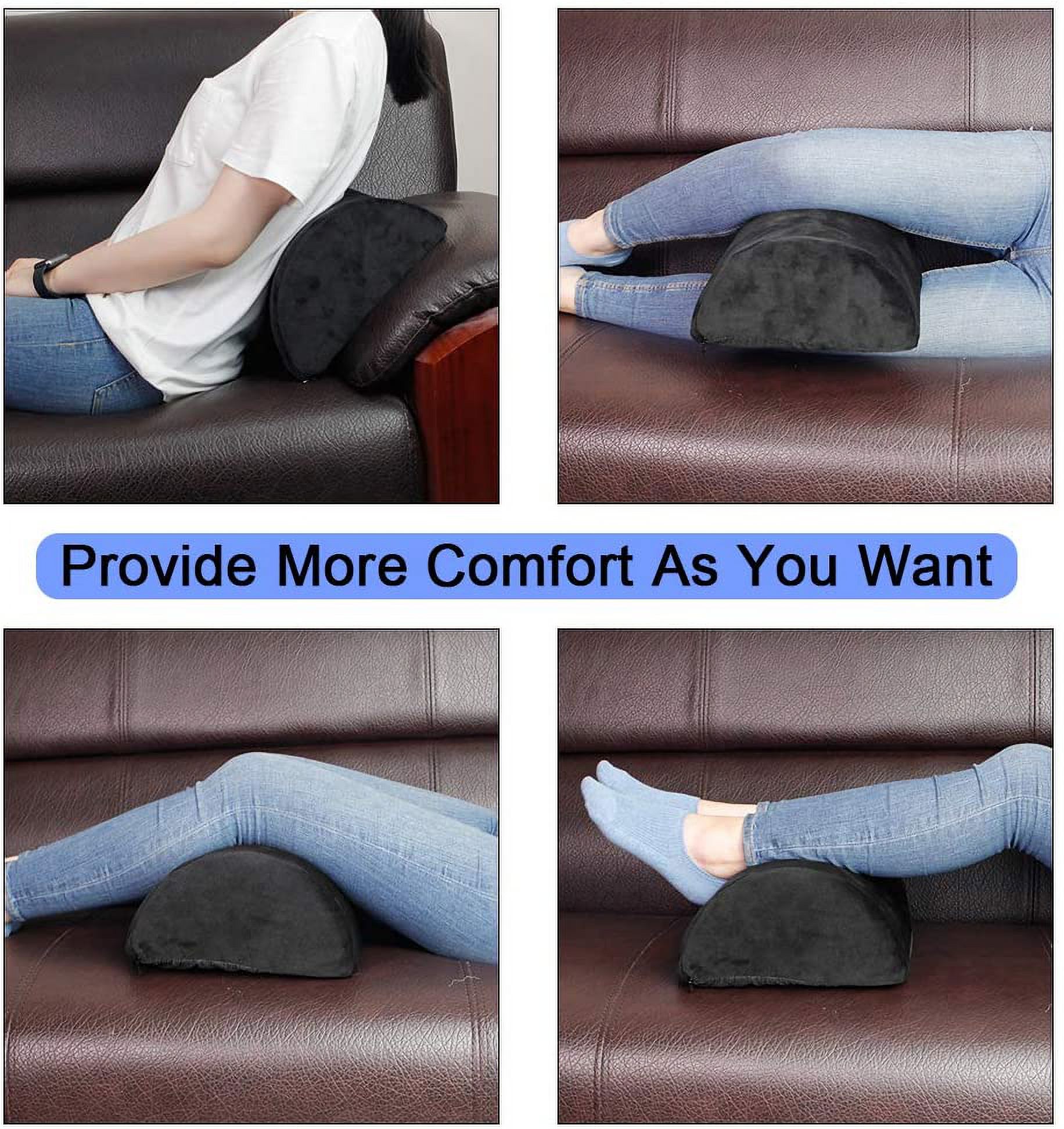 Ergonomic Foot Rest Cushion Under Desk with High Rebound Ergonomic Foam Non-Slip Half-Cylinder Footstool Footrest Ottoman for Home Office Desk Airplane Travel (Black, 2 PCS) - image 4 of 8