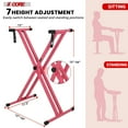 thumbnail image 3 of 5Core Keyboard Stand Double X Style Adjustable Piano Riser + Keyboard Piano Bench PINK, 3 of 5