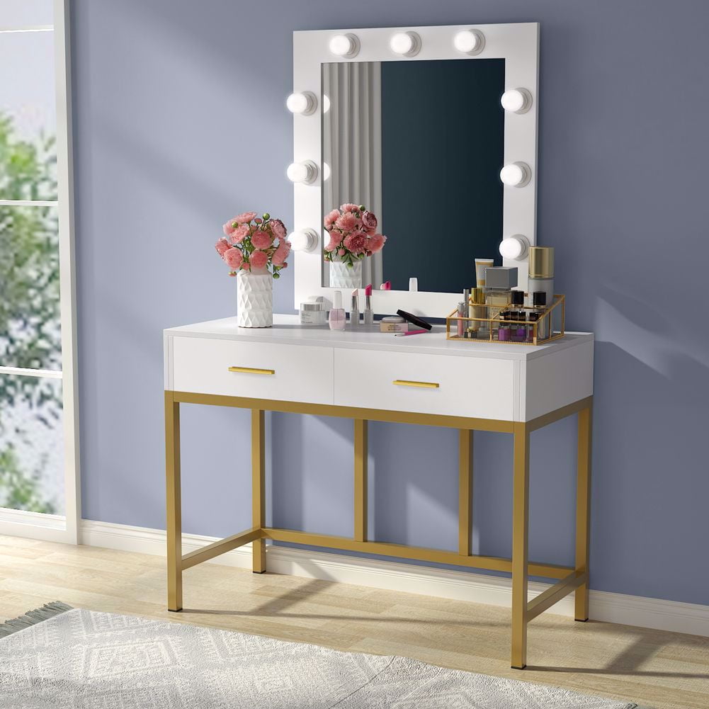 Tribesigns Vanity Table with Lighted Mirror, Makeup Vanity Dressing ...