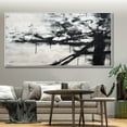 thumbnail image 4 of Large Black White Minimalist Wall Art Modern Textured Painting on Canvas Black White Textured Canvas Art Living Room Wall Art Decor,Unstretched,Frameless,(71*142cm)28*56lnches, 4 of 5