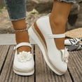 thumbnail image 3 of Womens Platform Wedge Mary Jane Dress Shoes Vintage Flower Leather Espadrilles Chunky Heeled Dressy Loafers, 3 of 5