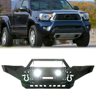 FINDAUTO Rear Bumper Fit for 2016-2020 for Toyota Tacoma Upgraded Textured  Black Rock Crawler Bumper with D-ring and LED Lights