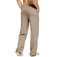 thumbnail image 4 of Domuza Men's Yoga Sweatpants Open Bottoms Casual Athletic Jersey Pants Relaxed Fit Straight Leg Lounge Pants with Pockets Khaki L, 4 of 6