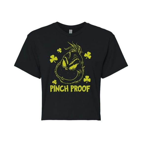 The Grinch - Pinch Proof - Juniors Cropped Cotton Blend T-Shirt