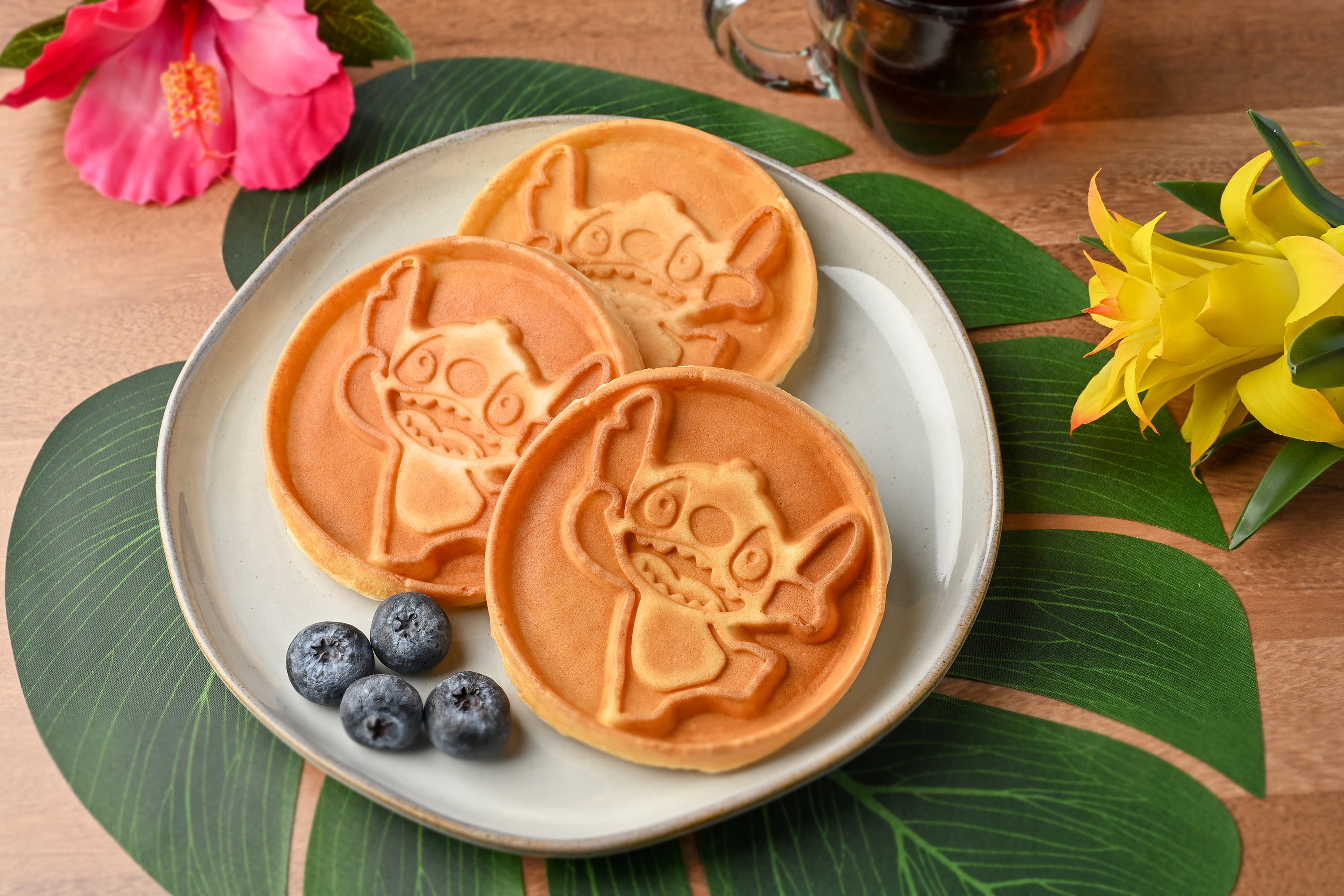 Disney Lilo & Stitch Sun Sand Sea 4" Mini Waffle Maker - Cute Appliance for Single Waffle - Features Nonstick Plates & Non-Skid Feet - Mini Machine with Power Light