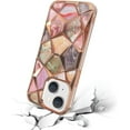 thumbnail image 4 of Compatible with iPhone 15 Plus Shiny Plating Marble Case with Detachable Glitter Paper for Women Men Fashion Luxury Electroplated Soft TPU Camera Protection Shockproof Phone Cover, Gold, 4 of 12