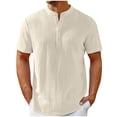 thumbnail image 2 of Ashirexll Mens T-shirts, Big and Tall Shirts for Men, Summer Fashion Standing Collar Button Short Sleeve Tops Casual T-Shirts, 2 of 6