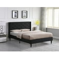thumbnail image 3 of Queen Upholstered Platform Bed Frame with 45" Tall Headboard - Button Tufted Linen Bed - Black - Oliver & Smith - Kendall, 3 of 7