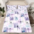 thumbnail image 2 of Homewish Flying Dragonflies 4pcs Bed Sheets for Teenagers Adults,Abstract Geometric Plaid King Sheets,Vintage Retro Gradient Super Cozy Sheet Set,Lightweight Room Decor, 2 of 7