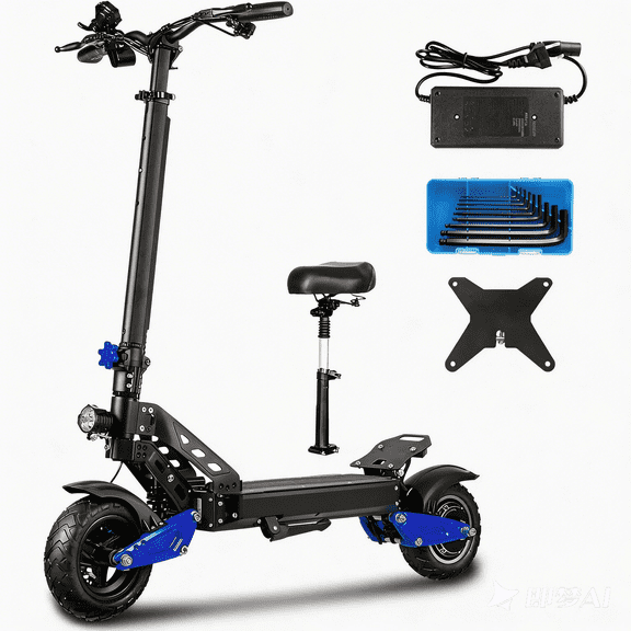 10inch Adult Electric Scooter with Seat,1500W Peak Motor with ABS, Top Speed 20MPH & Up to 30Miles Range,48V15AH Battery