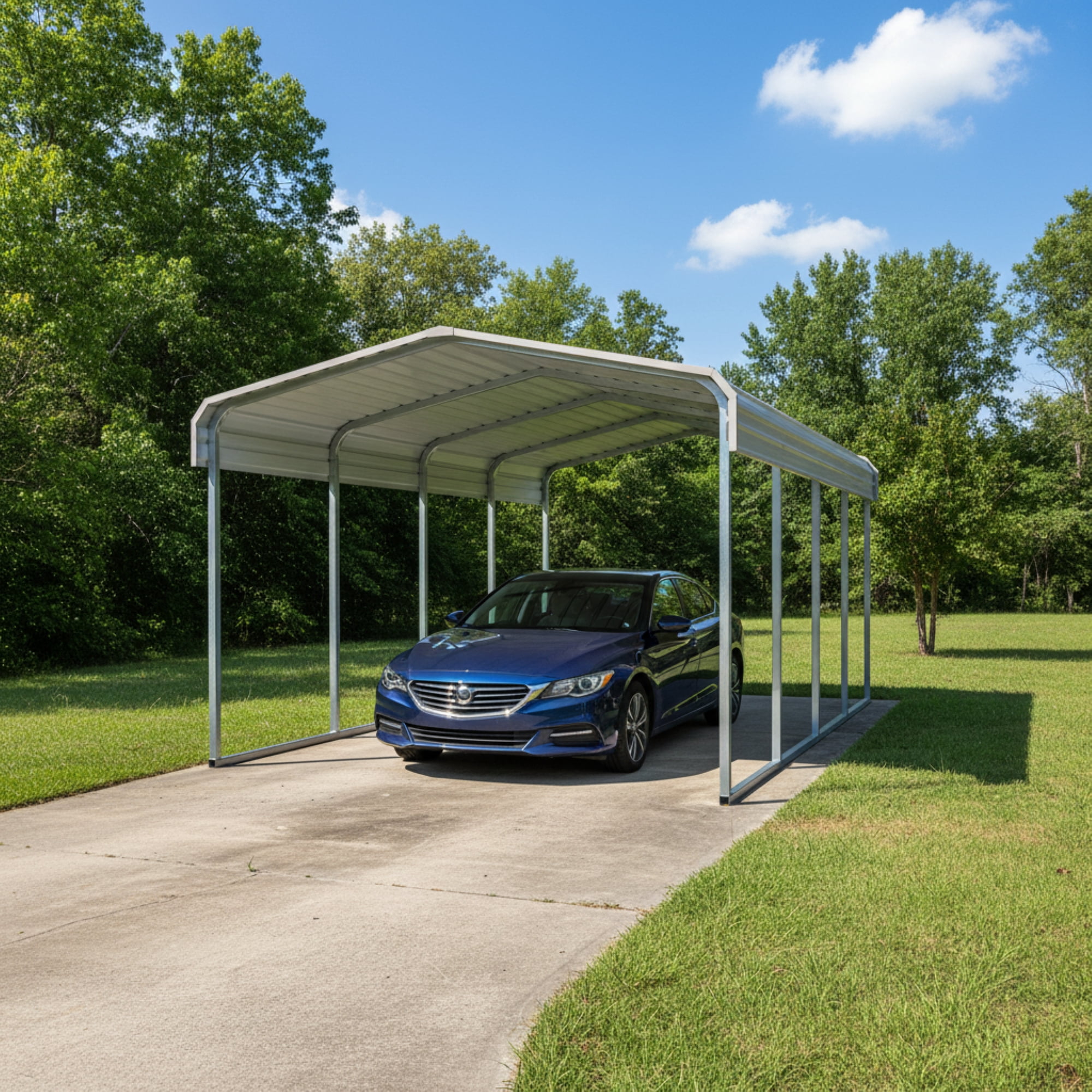 DuraYu 11x20 ft Metal Carport for Cars and Trucks, Heavy-Duty Steel Vehicle Shelter with Metal Roof, Cream