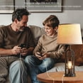 thumbnail image 4 of Juego de 2 lámparas de mesa negras para sala de estar, lámparas de granja para mesitas de noche con USB A+C, lámparas de noche para dormitorio, lámpara industrial de 24 pulgadas para mesas, 4 of 7