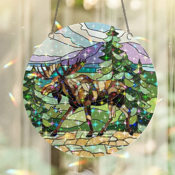 Lotusprinthandmade Moose Animal Custom Shape Star Hologram Ornament 3.5in, moose holographic hanging decor, moose animal ornament