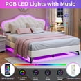 thumbnail image 4 of Afuhokles Queen Size Bed Frame with LED Lights, Upholstered Platform Bed, White, 4 of 6