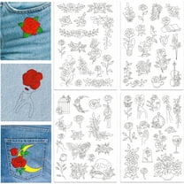 4 Sheets Rose Flower Lace Pattern Water Soluble Hand Sewing Stabilizers for Fabric Embroidery Stitch Practice Embroidery Stabilizers Stickers Wash Away Stabilizers for Embroidery Lovers