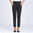 thumbnail image 2 of Cutuoiiu Women's Plus Size Straight Leg Pants Solid Color High Elastic Waist Casual Ankle Length Trousers with Decorative Pocket Details for Daily Office Vacation Wear, 2 of 7