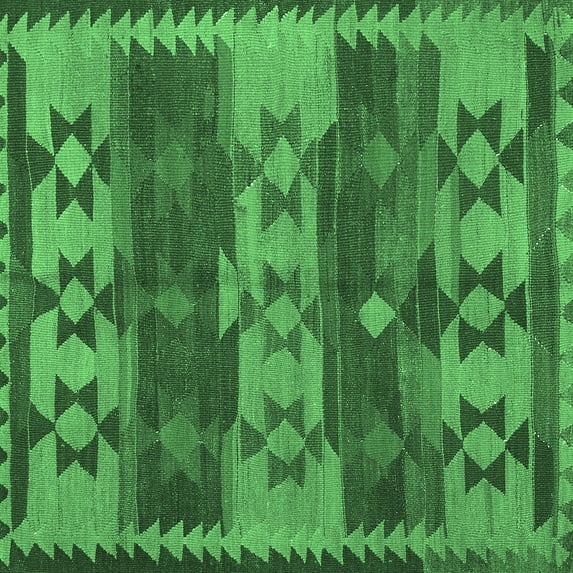 Ahgly Company Indoor Square Southwestern Emerald Green Country Area Rugs, 7' Square