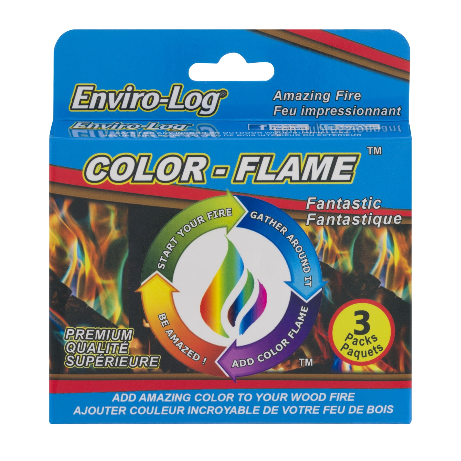 3 Pack Enviro Log Color Flame Fireplace Campfire Fire Pit Bonfire 
