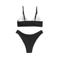 thumbnail image 4 of Women's Two Piece Swimsuit Ribbed Trim Solid Color Bikini Set for Swimming Beach Pool Summer,Black,XL, 4 of 4
