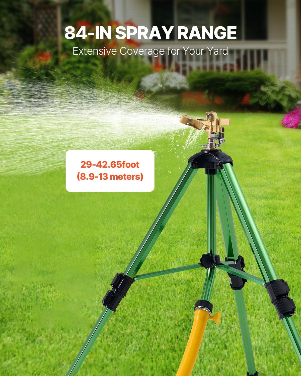 Heavy Duty Tripod Sprinkler with Brass Head 360 Degree Large Area Coverage Adjustable Height for Yard Lawn Irrigation