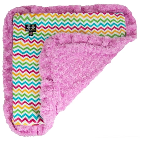 Bessie and Barnie Ocean Wave / Cotton Candy Luxury Ultra Plush Faux Fur Pet/ Dog Reversible Blanket (Multiple Sizes)