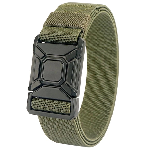 Jessboyy Men's Nylon Ratchet Belt No Hole Automatic Buckle Braided Elastic Woven Belts Adjustable Outdoor Work Waist Strap for Casual Hiking Army Green,130cm