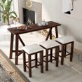 thumbnail image 6 of 4 Piece Dining Table Set with 3 Upholstered Bar Stools, Modern Wood Rectangular Table with USB Port and Power Board, Bottom Shelf and Cushion, 6 of 7