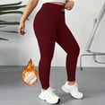 thumbnail image 4 of Women's Fleece Lined Leggings Thermal Thick Winter Warm High Waisted Tummy Control Soft Cold Pants Red XL, 4 of 8
