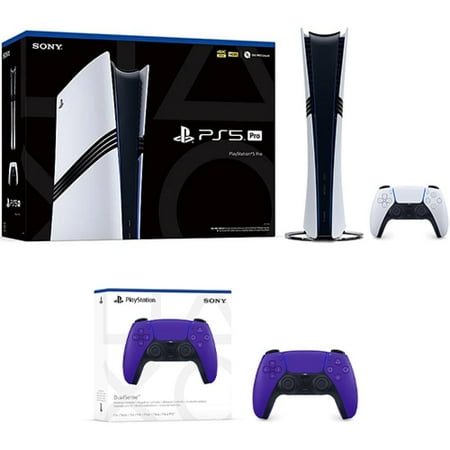 PlayStation 5 Pro Console + PlayStation 5 DualSense Wireless Controller Galactic Purple - Includes PS5 Pro Console & 2 DualSense Controllers