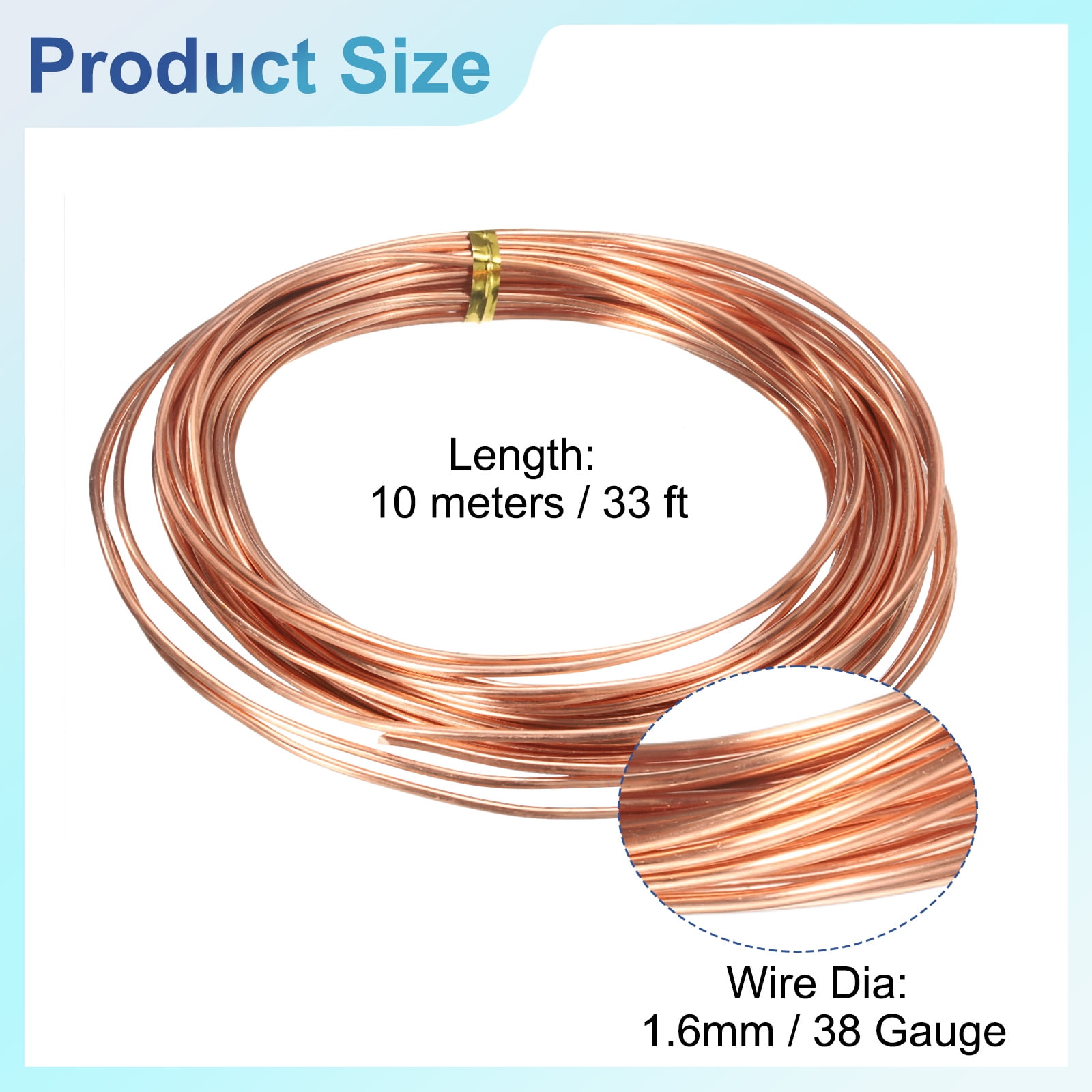 99.99% 14 Gauge 1.6mm Pure Copper Wire 10m/33 ft Soft Craft Copper Wire for Jewelry Making Beading DIY Crafts Supplies, Copper
