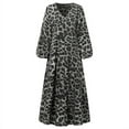 thumbnail image 5 of ZANZEA Women Party Dress Gown Ball Leopard Print V-Neck Swing Long Shirt Dress, 5 of 6