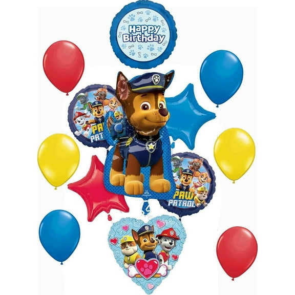 Anagram Paw Pups on Patrol Birthday Party Supplies Chase 13pc Balloon Bouquet Decorations