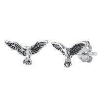 Sterling Silver Seagull Bird Animal Wing Earrings Oxidized 925 New Jewelry Female Unisex