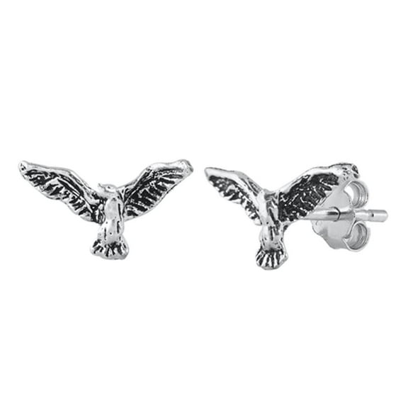 Sterling Silver Seagull Bird Animal Wing Earrings Oxidized 925 New Jewelry Female Unisex
