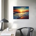 thumbnail image 3 of JRXY  Blue Ocean Seascape Canvas Prints Wall Art Sea Beach Pictures Sunset Waves Paintings for Living Room Bedroom Home Decorations Office Modern Framed Ready to Hang Artwork 20x16in, 3 of 4