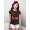 thumbnail image 2 of Witches Gotta Have Options Halloween Broom Youth T-shirt, L, Black, 2 of 6