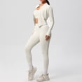thumbnail image 4 of KHONTS Women 3 Piece Workout Sets High Waist Seamless Leggings Crop Tops Jacket Gym Yoga Outfit Stretchy Sports Bra Set White XL, 4 of 4