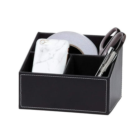 Pu Leather Desk Organizer Faux Leather Stationery Organizer